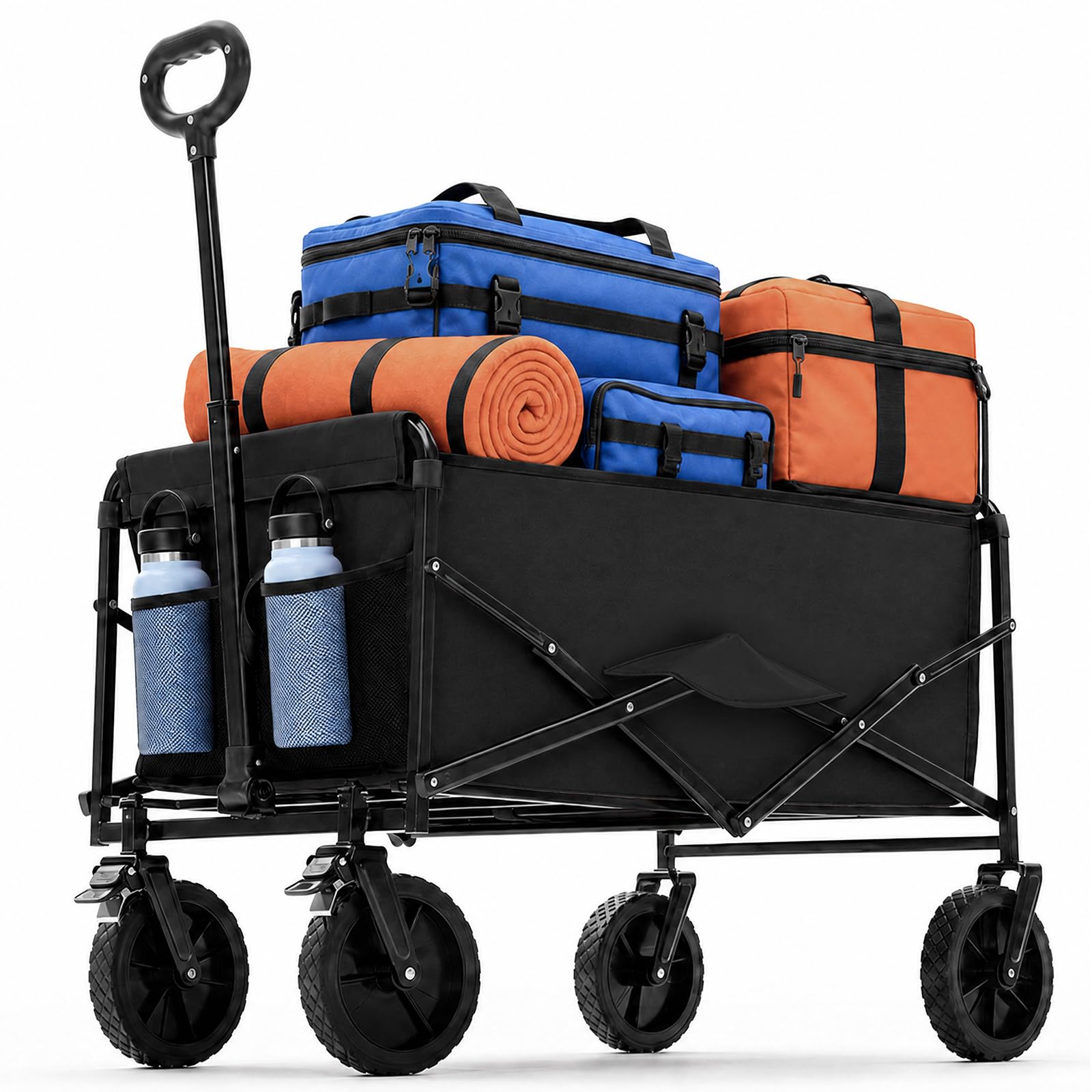 DUMOS Collapsible Wagon Cart, 330lbs Capacity, Black