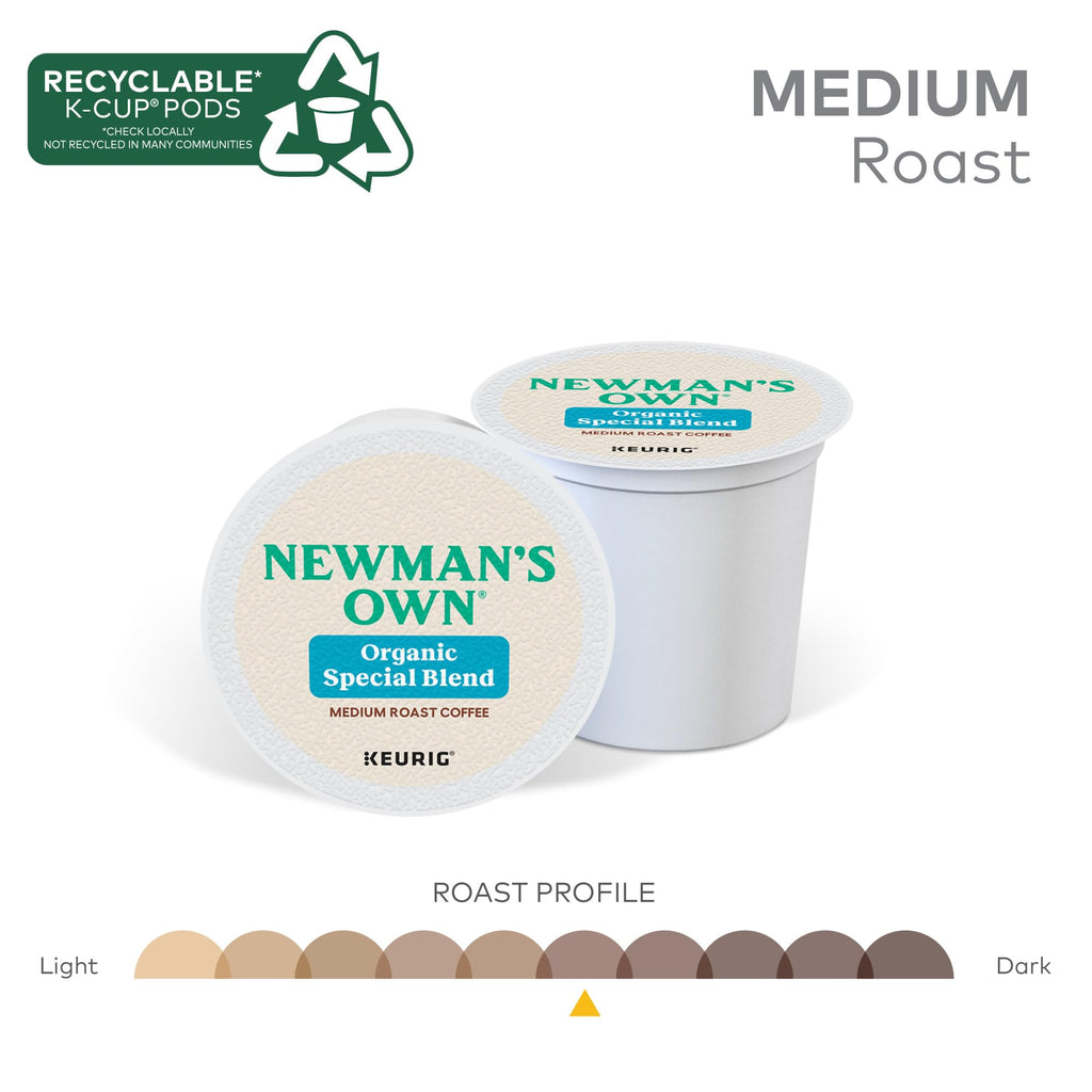 Newman's Own Organics Special Blend, Single-Serve Keurig K-Cup Pods, Medium Roast Coffee Pods, 48 Count