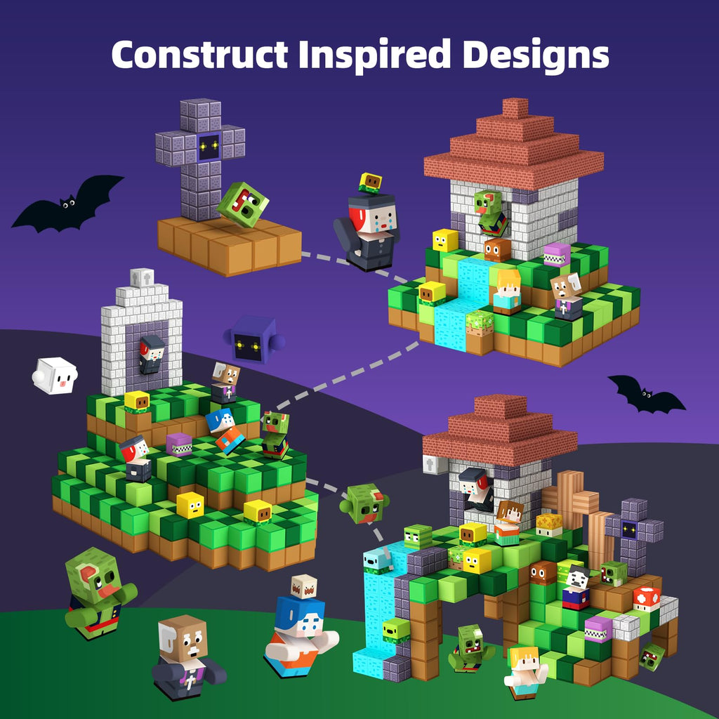 GobiDex 100PCS Magnetic Blocks Game-Based Kid Building Toys for Boys Girls 3+, Build MagWonder World with Zomblock Magnets Cubes, Upgraded STEM Game Sensory Gift for Birthday