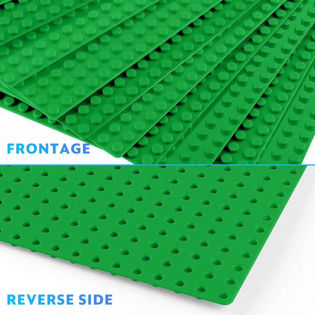 Pokiiulk Classic Baseplates Building Plates-Pack of 10 Large 10" x 10" Building Bricks,Compatible with All Major Brands,Perfect STEM Gift for Builders Age 3+ (Green)