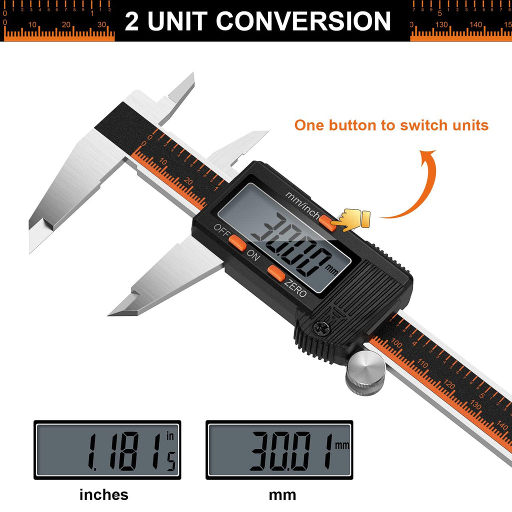 HARDELL Digital Caliper 6 Inch, Caliper Measuring Tool with Large LCD