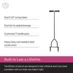 Yard Butler Manual Lawn Coring Aerator, ID-6C - Lawn Care Tool for Aerating - Long-Handled - Power-Coated Steel Construction - Comfortable Cushioned Handles Garden Tool - Easy to Use