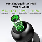 GHome Smart Fingerprint Door Lock, 3 in 1 Smart Fingerprint Door Knob with App Control & Key, Auto Lock, Biometric Thumbprint Door Locks for Bedroom, Garage, Home & Office