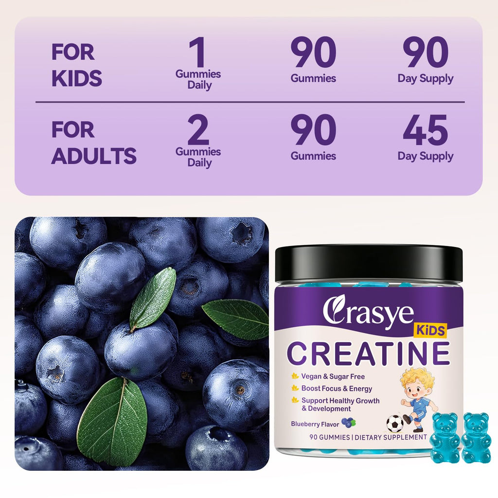 Crasye Creatine Gummies for Kids and Teens with Vitamin B12