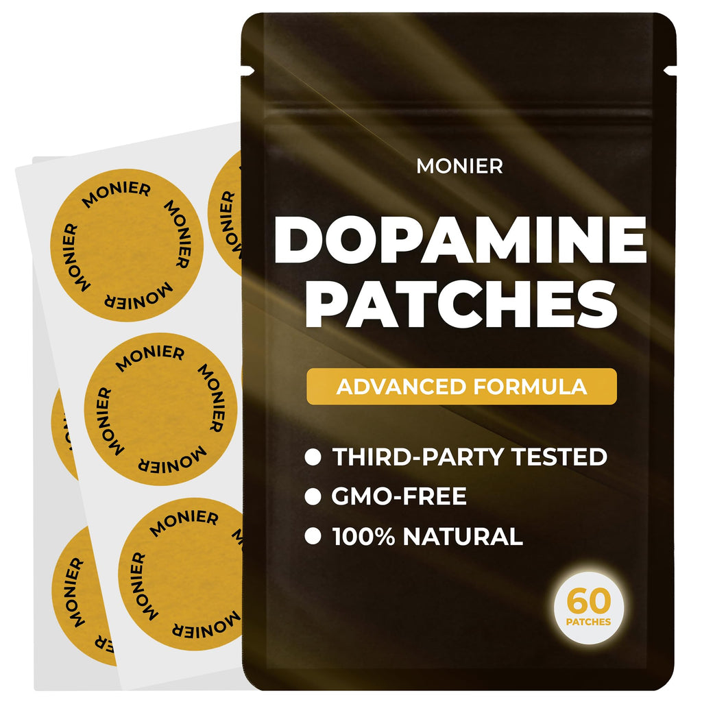 MONIER Dopamine Patches | Mood & Positivity | with Lion’s Mane, Rhodiola Rosea, Ginkgo Biloba, 5-HTP | Dopamine & Serotonin Balance for Women and Men | 60 Days Supply