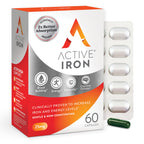 Active Iron Supplement 25mg – Clinically Proven to Increase Iron & Energy Levels – Gentle, Non-Constipating, Highly Absorbed – 60 Capsules
