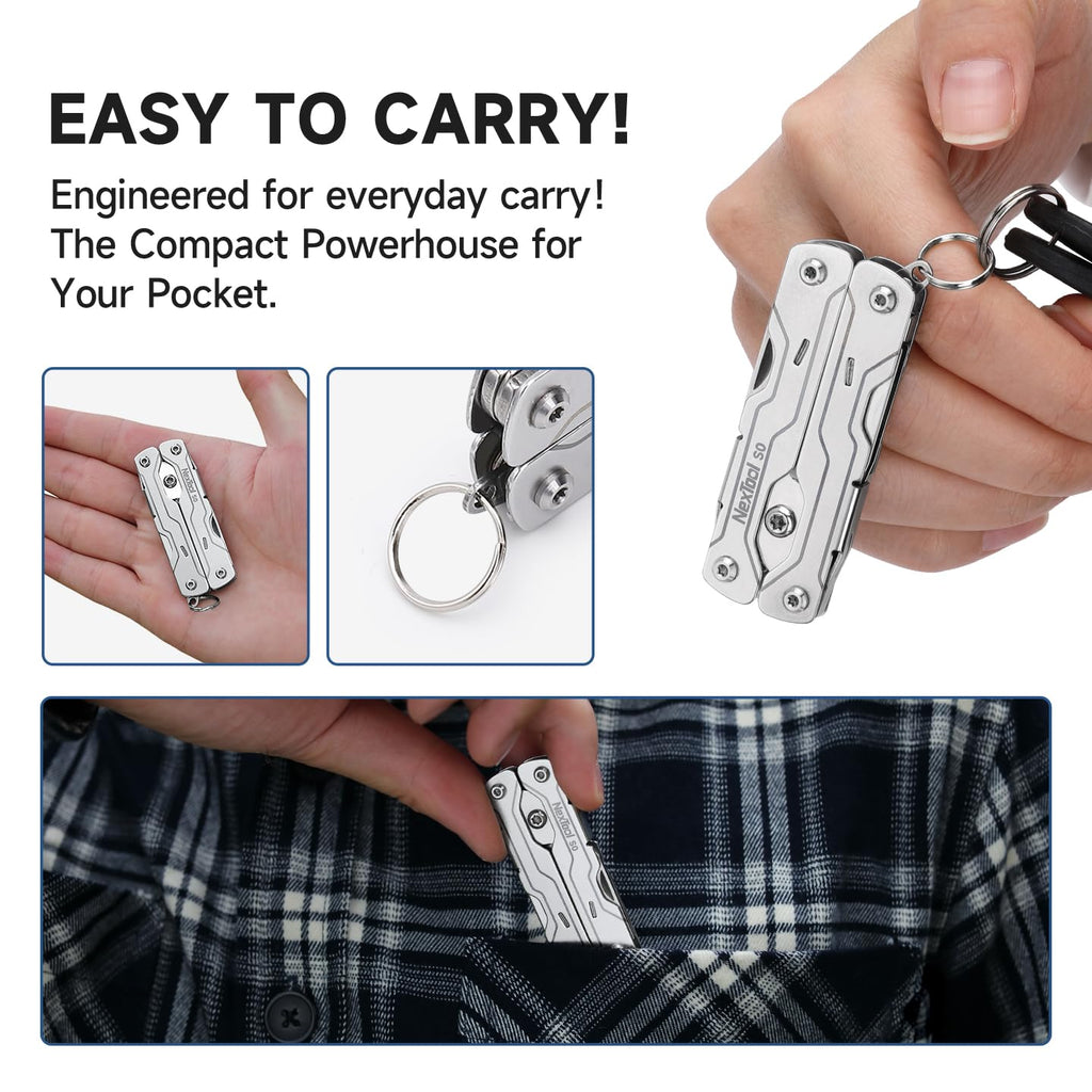 NexTool Micro Sailor Scissors S0, Mini Keychain Multitool with Serrated Scissors, 8-in-1 Lightweight EDC Tool for Travel, Outdoor, Everyday Carry, Cool Gadget for Men