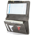 Server Book with Zipper Pocket and Magnetic Closure, Server Books for Waitress, Leather Waitstaff Organizer with High Volume Money Pocket, Fit Server Apron (Grey)