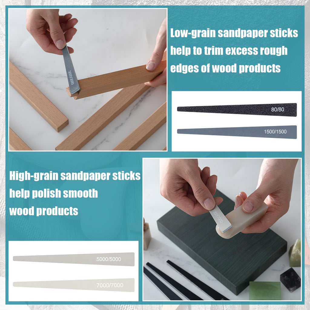 Honoson 20 Pcs Sanding Sticks Model, Low and High Grits, Groovy Style