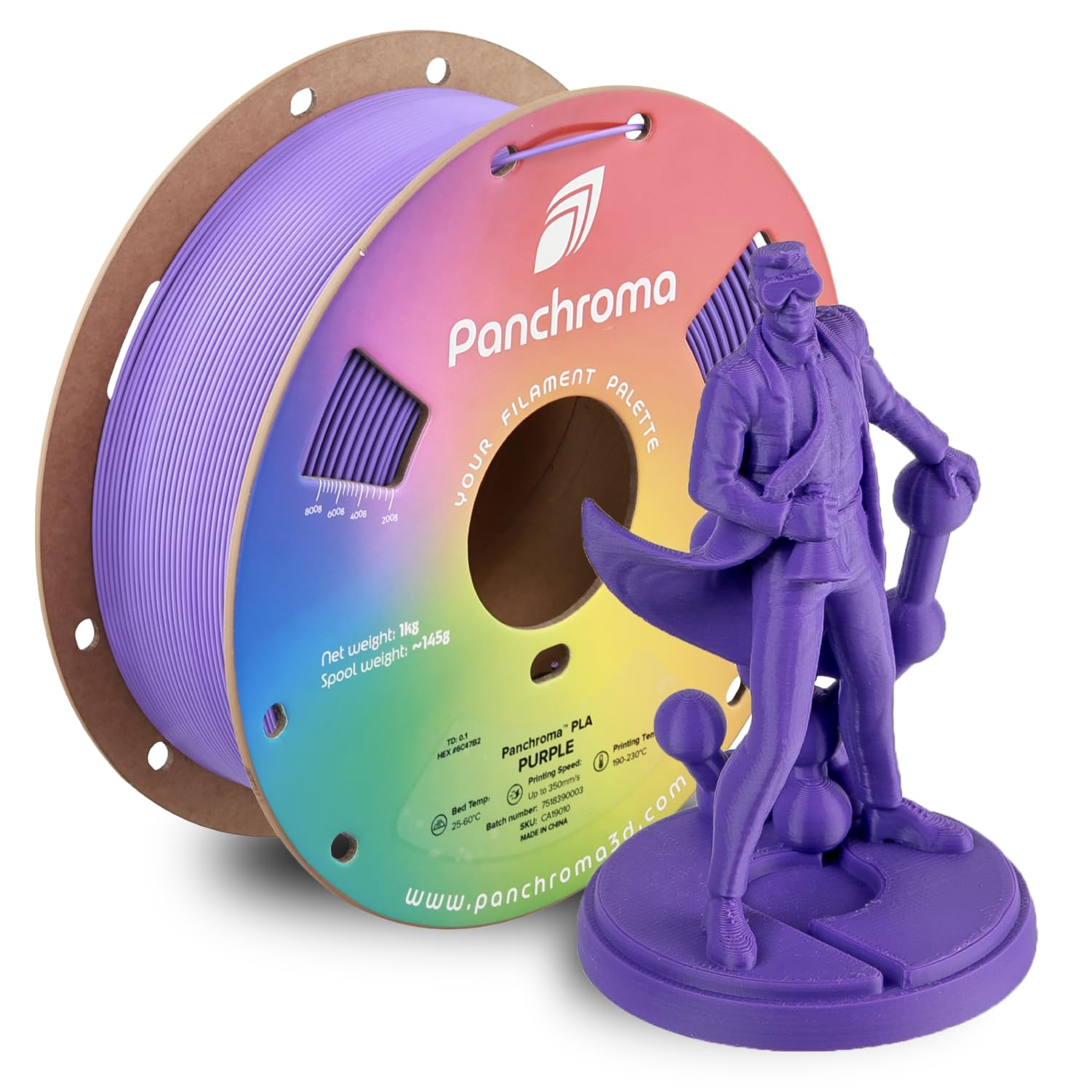 Polymaker Panchroma PLA Purple 3D Printer Filament, 1.75mm, 1kg Spool, Easy to Print, High Speed Printing, Tangle Free, AMS Compatible, Perfect for Toys, Decor, Miniatures, Models & Cosplay