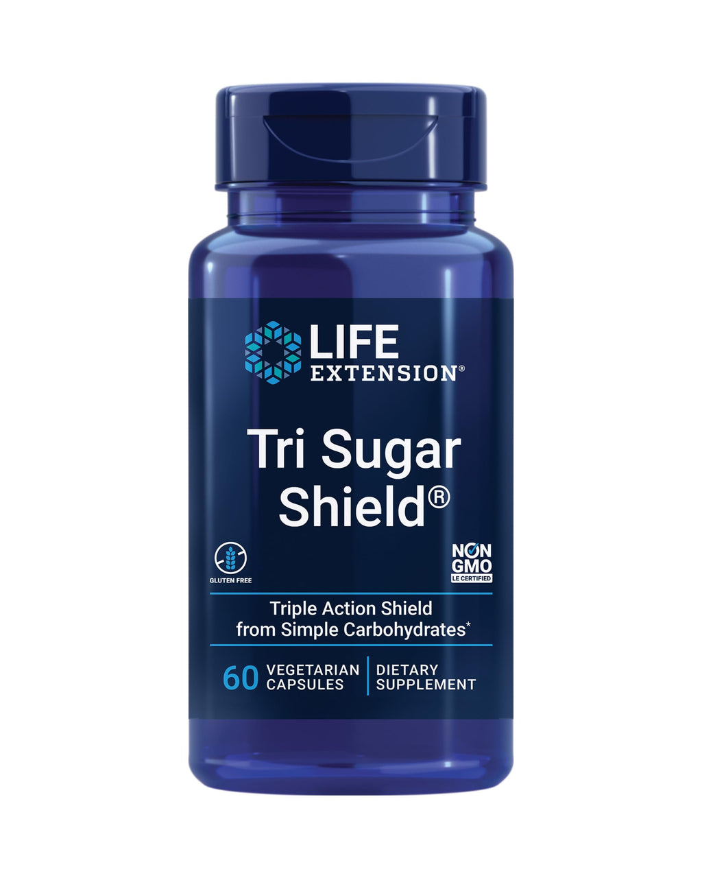 Life Extension Tri Sugar Shield®, Sorghum bran, White Mulberry, phloridzin Apple polyphenol, Three Botanical extracts Promote Healthy Glucose Metabolism, Gluten-Free, Non-GMO, Vegetarian, 60 Capsules
