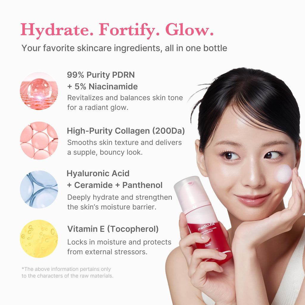 medicube PDRN Pink Collagen Bubble Serum | Bubble-to-Glow Firming Serum with 99% Purity PDRN & Low-Molecular Collagen | Lightweight, Fast-Absorbing Bubble Texture for Radiant, Plump Skin | 3.21 fl.oz