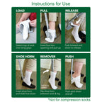 Sock Ox by Easy To Use Products, adjustable sock aid device for seniors, not for compression socks, travel-friendly for elderly with built-in shoe horn, up to 36 inches in length