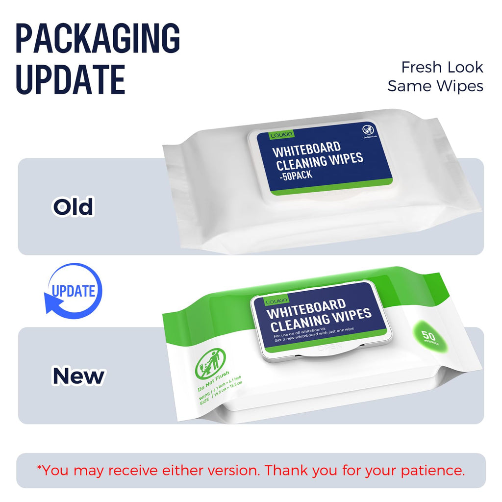 loukin Dry Erase Wipes, Whiteboard Cleaning Wipes, 50 Count, 3 Pack