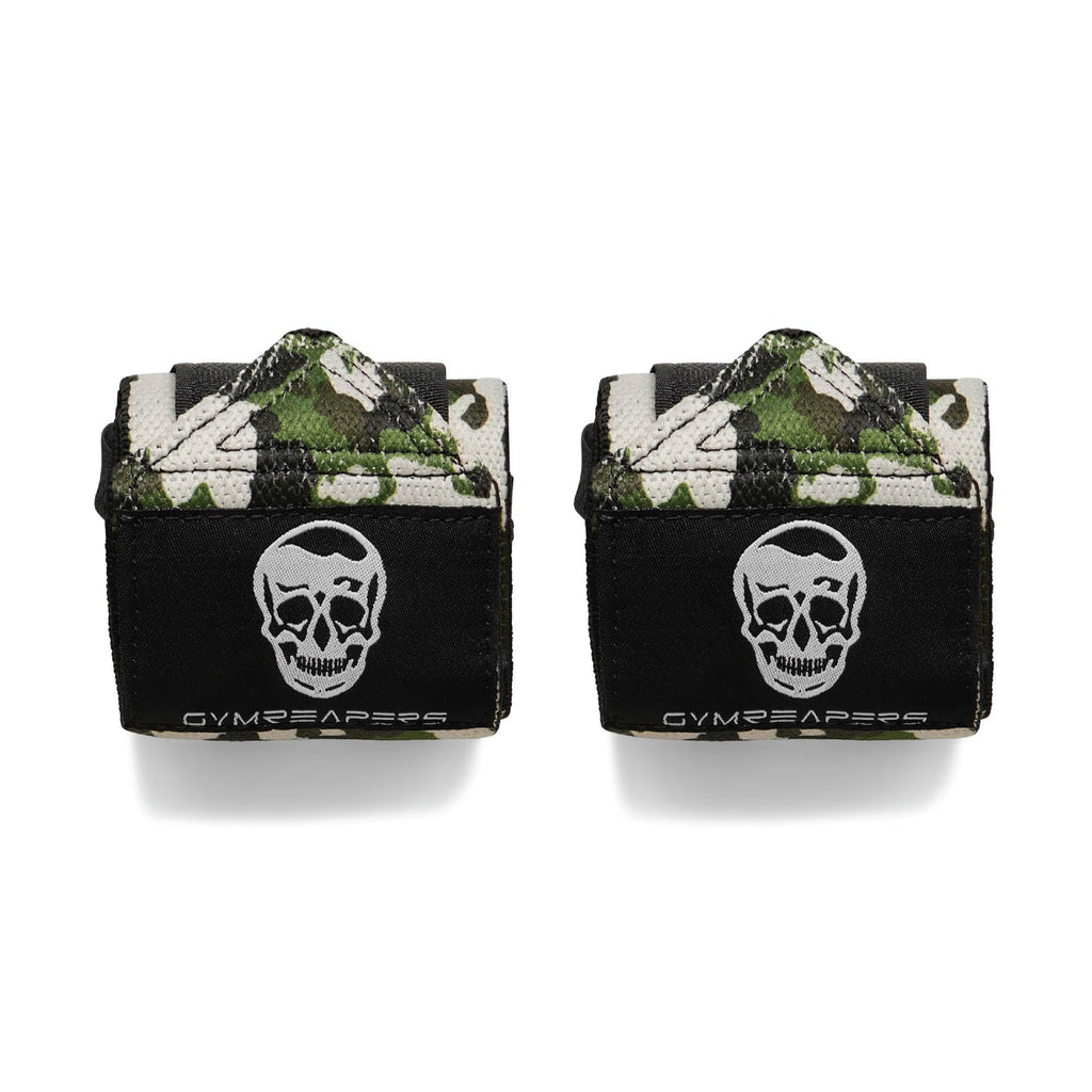 Gymreapers Weightlifting Wrist Wraps (Competition Grade) 18" Professional Quality Wrist Support with Heavy Duty Thumb Loop - Best Wrap for Powerlifting, Strength Training, Bodybuilding(Camo,18")
