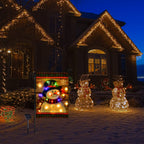 FLAGMESAGE Lighted Christmas Snowman Garden Flag Outdoor Decor, 12x18 In