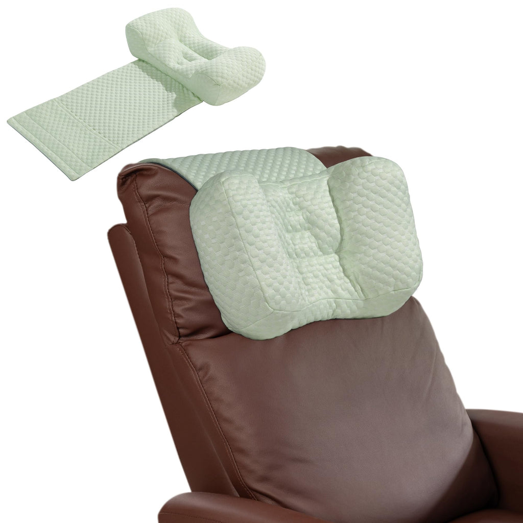 MABOZOO Neck Pillows for Recliners with Pocket,Headrest Cushion for Neck Pain Relief and Cervical Support,Recliner Head Pillow for Side Sleeping at Home, Office or Traveling（Green）