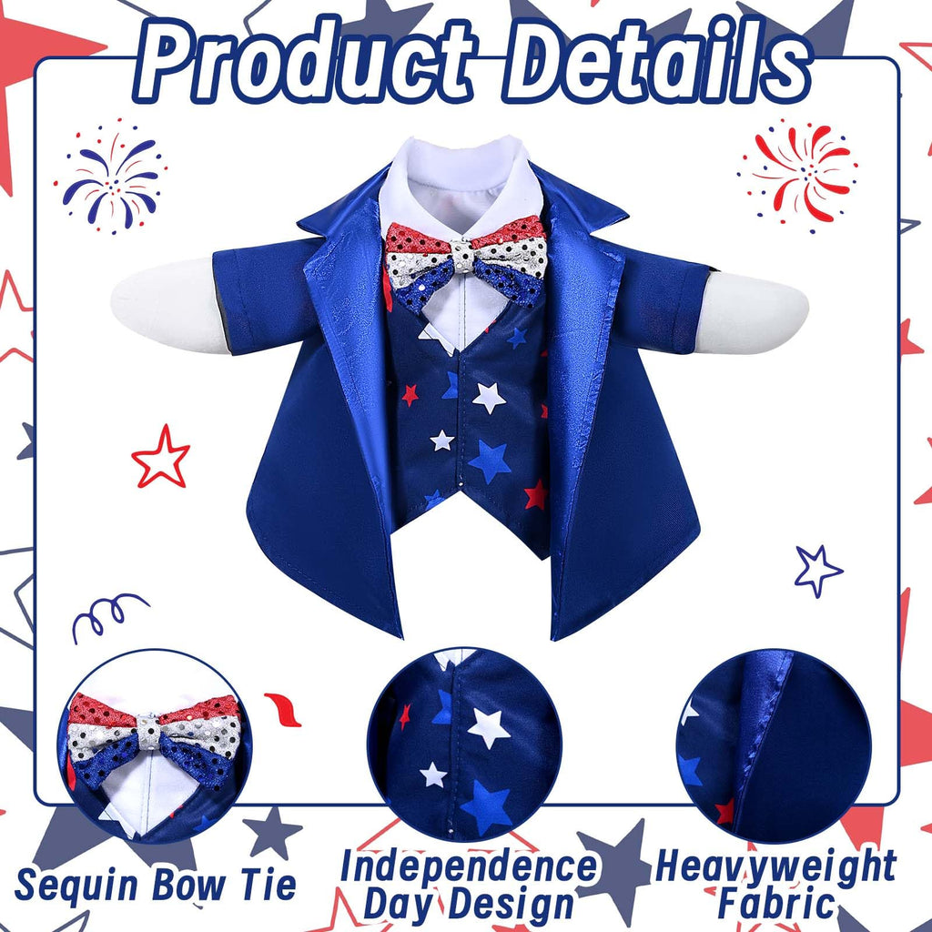 Patriotic Porch Goose Outfits 4th of July Goose Outfits Independence Day Lawn Porch Goose Clothes Fits 23" Cement Plastic Goose Statue for USA 250th Anniversary Outdoor Garden Yard Patio Decoration