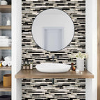 Livebor Peel and Stick Backsplash Wallpaper Kitchen Backsplash Wallpaper 17.7inchx393.7'' Tile Contact Paper Kitchen Peel and Stick Countertops Waterproof Contact Paper for Bathroom Black/Gray