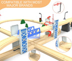 Z MAYABBO Wooden Train Set Accessories Wood Railway Bridge for Railroad Tracks, 2-Level Overpass Compatible for All Railway Tracks System
