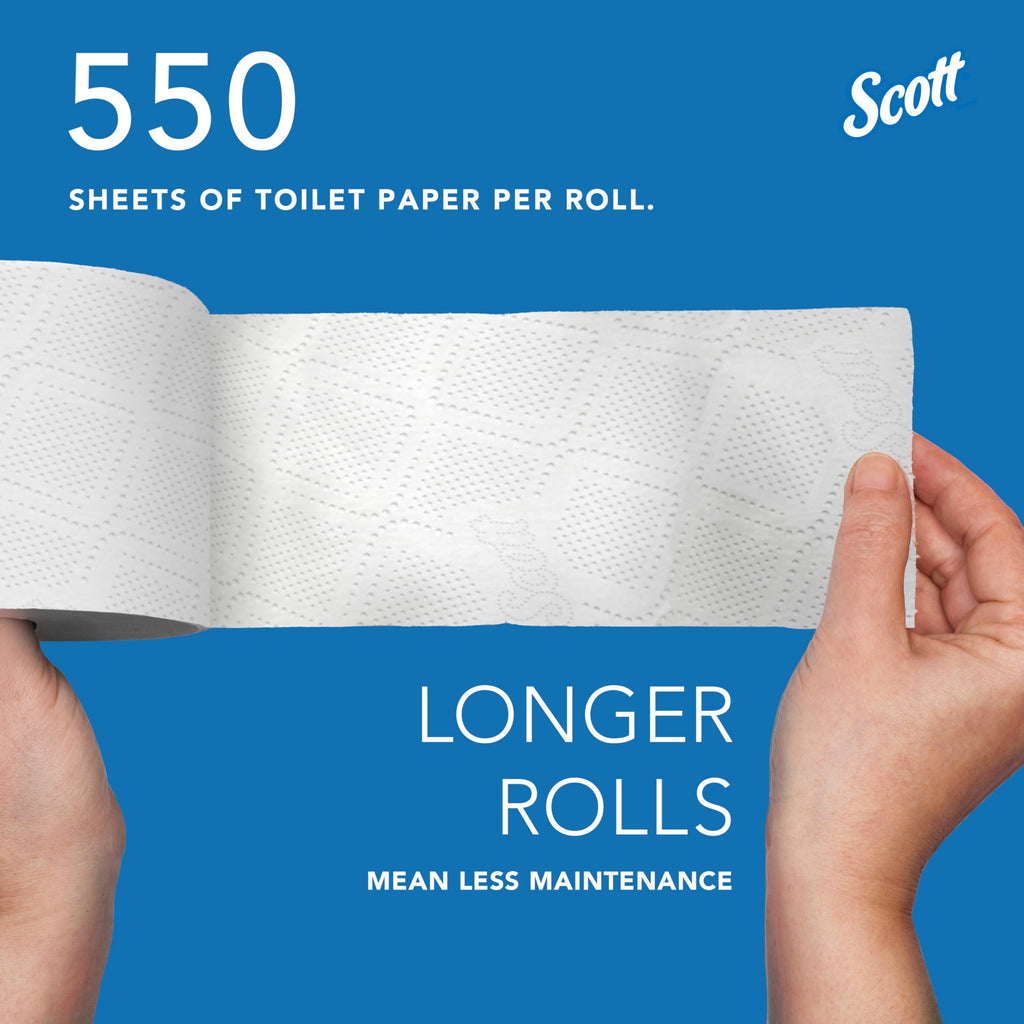 Scott Professional Standard Roll Toilet Paper, Bulk (13607), 2-Ply, Elevated Design, White, Individually Wrapped, Compact for Easy Storage (20 Rolls of 550 Sheets, 11,000 Sheet Total)