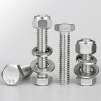 BNUOK (12 Sets) 1/4-20 x 4 Hex Head Screw Bolt,Lock Nuts,Flat & Lock Washers Kits,304 Stainless Steel 18-8,Fully Threaded