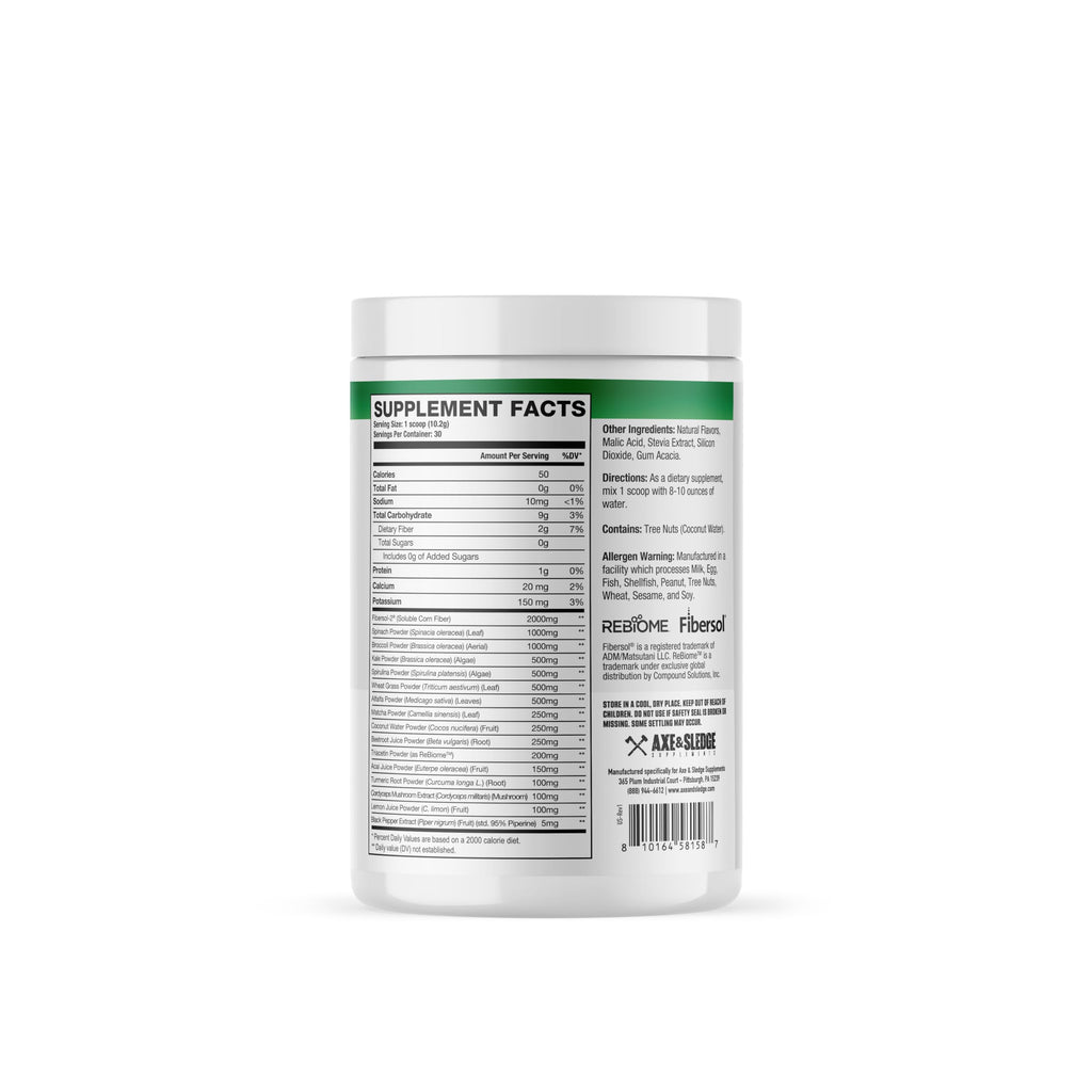 Axe & Sledge Super Greens and Reds Powder – Greens Drink with Superfoods, Probiotics & Digestive Enzymes for Energy, Gut Health & Bloating | Strawberry Banana