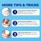 Secure Denture Adhesive Strips – Zinc Free – Waterproof – Comfortable Cushion Fit for Lowers – Extra Firm All-Day-Hold – No Mess – Clean Ingredients – 15 Strips (1 Pack)