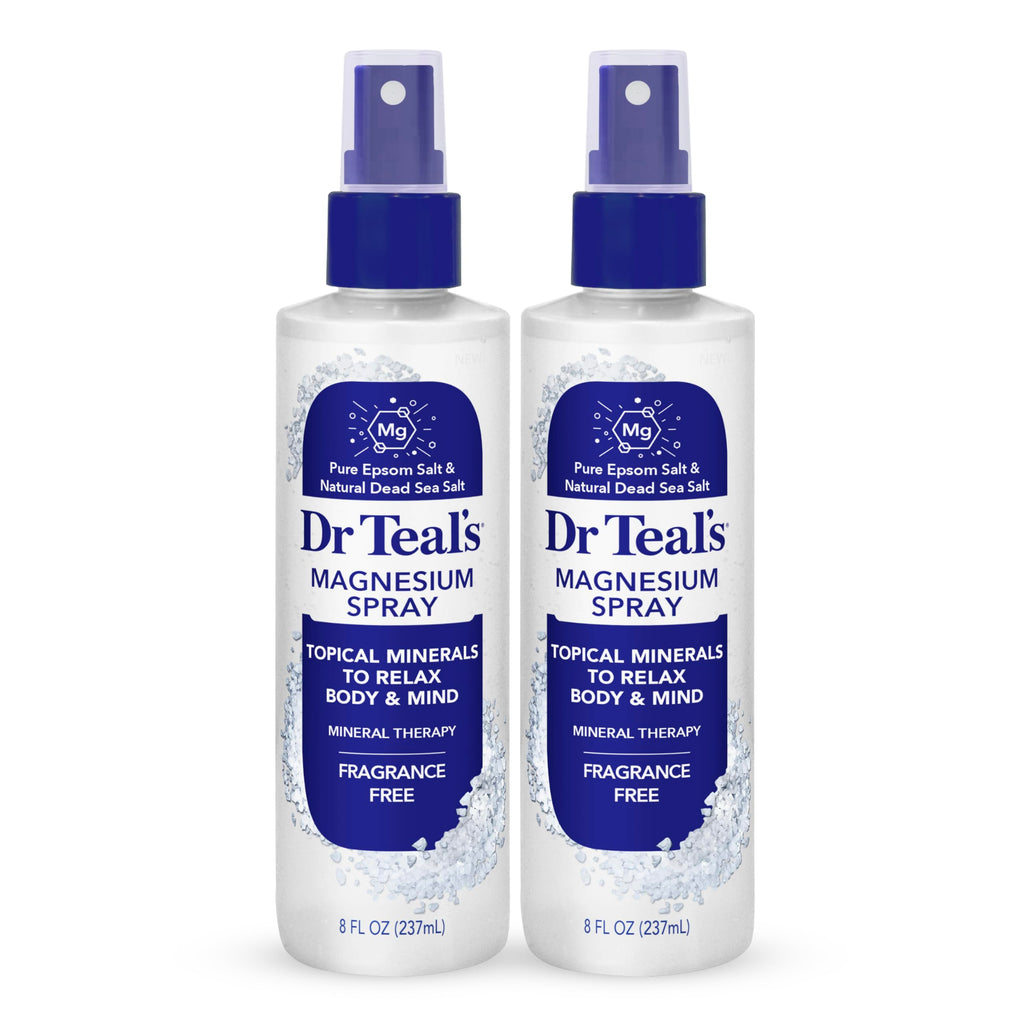 Dr Teal's Magnesium Spray with Natural Dead Sea Salt, Fragrance Free, 8 fl oz (Pack of 2)