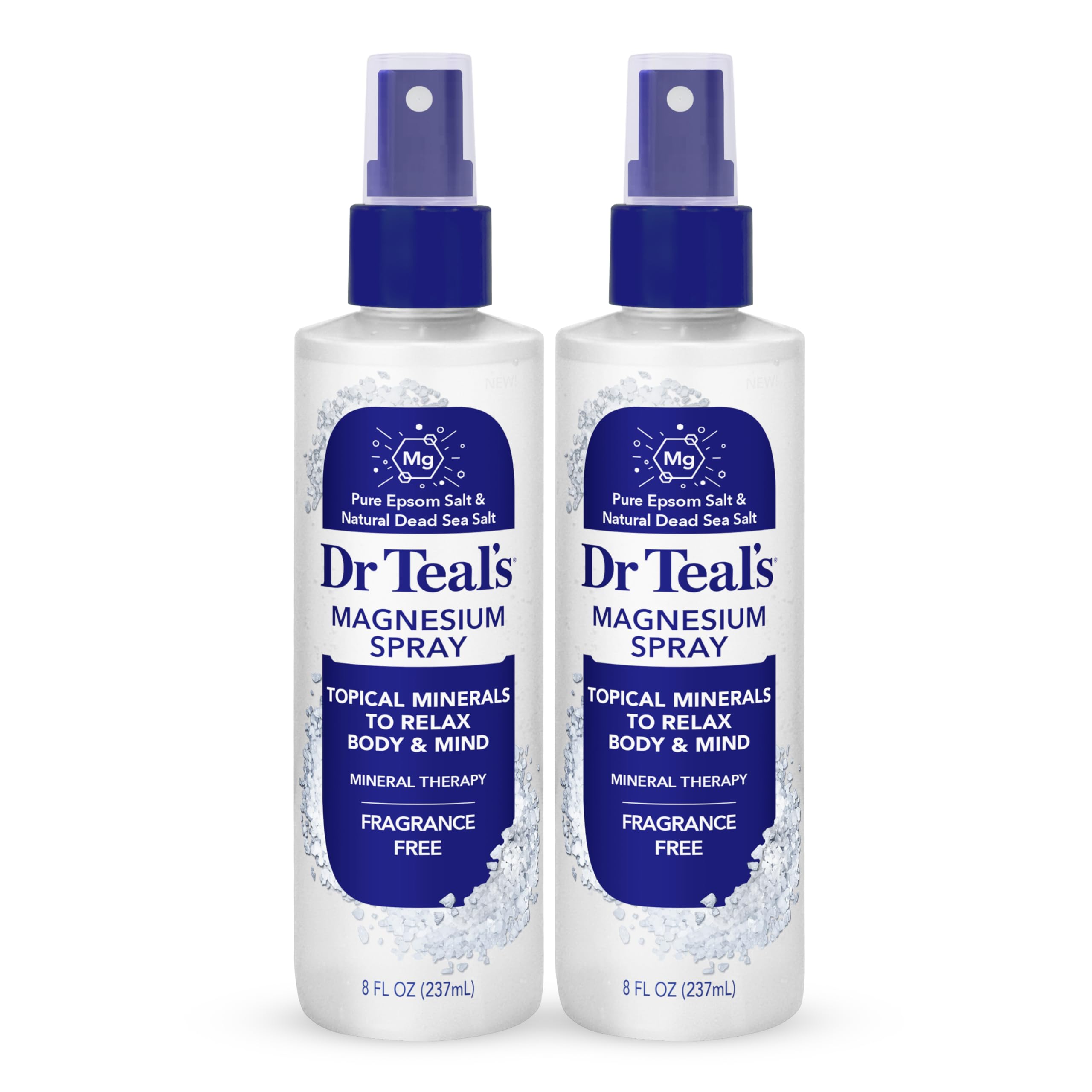 Dr Teal's Magnesium Spray with Natural Dead Sea Salt, Fragrance Free, 8 fl oz (Pack of 2)