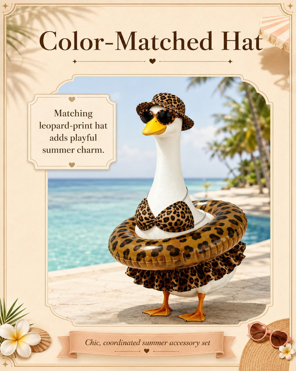 GSPIM 23" Summer Goose Outfit， Leopard Print Bikini for Goose Statue