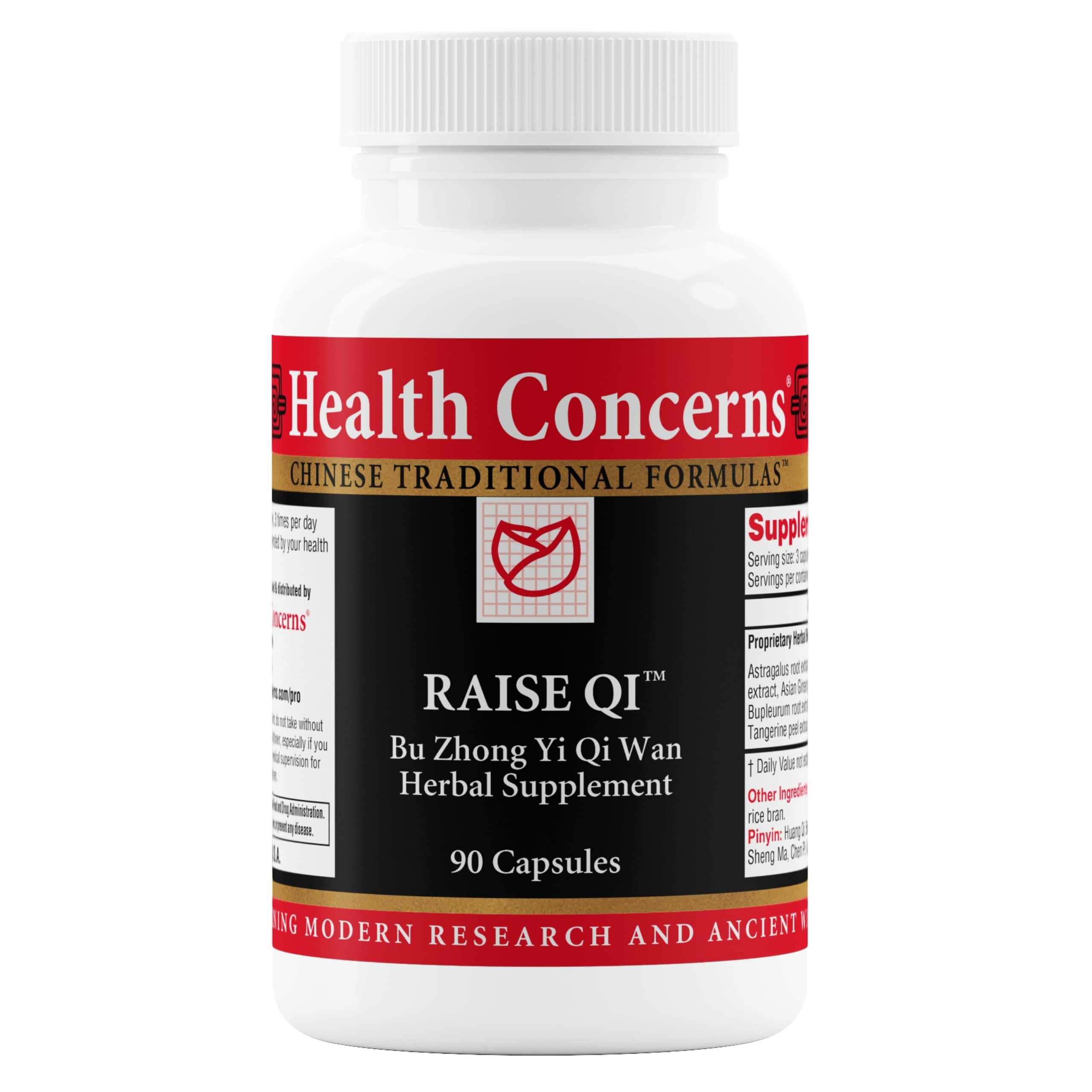 Health Concerns Raise Qi – Energy & Immune System Support – Bu Zhong Yi Qi Wan Formula – Astragalus, Ginseng & Dong Quai Herbal Supplement for Weakness, Digestion & Yang Qi Balance – 90 Capsules