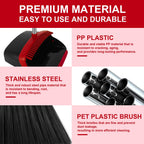 UDUK Broom and Dustpan Set, Large Household Broom with Dustpan Combo Set, 55 Inch Long Handle, Red Dust Pan Combo Set for Home