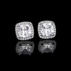 YOMELA White Square Cubic Zirconia Stud Earrings for Women
