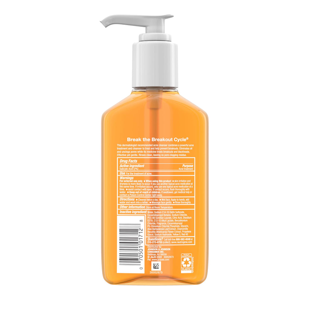 Neutrogena Oil-Free Acne Wash, Acne Fighting Facial Cleanser with Salicylic Acid Medicine, Acne Treatment for Face, Non-Comedogenic, Residue-Free, 9.1 fl oz Pump Bottles, 3 Pack