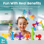 BUNMO Bath Toys Suction - Connect, Build, Create - Toddler Bath Toys - Hours of Fun & Creativity - Fine Motor Skills - Stimulating Sensory Toys - Non-Mouthable Toy 3+ - Textured 44 Pack