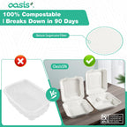 OasisSN 8×8", 68-Pack Disposable Clamshell Take Out Food Containers, Biodegradable Paper To Go Boxes for Burgers, Sandwiches, Fries & More (White)