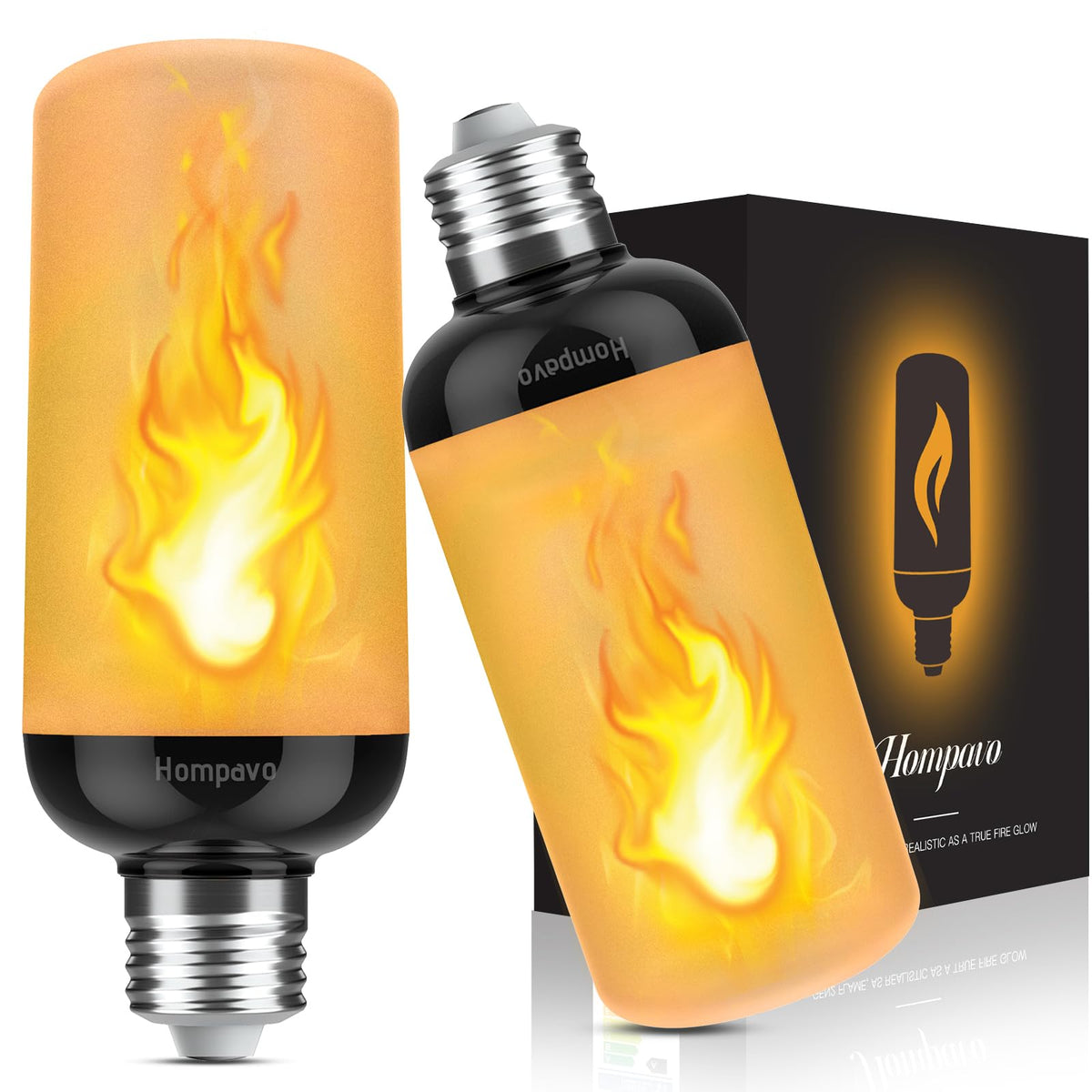 Hompavo Gen2 Flame Light Bulbs, Like Real Fire 4-Mode for Home Decorations