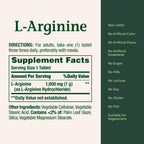Nature's Bounty L-Arginine 1000mg for Supporting Blood Flow and Vascular Function – Non-GMO, Gluten Free, 50 Tablets (Pack of 3)