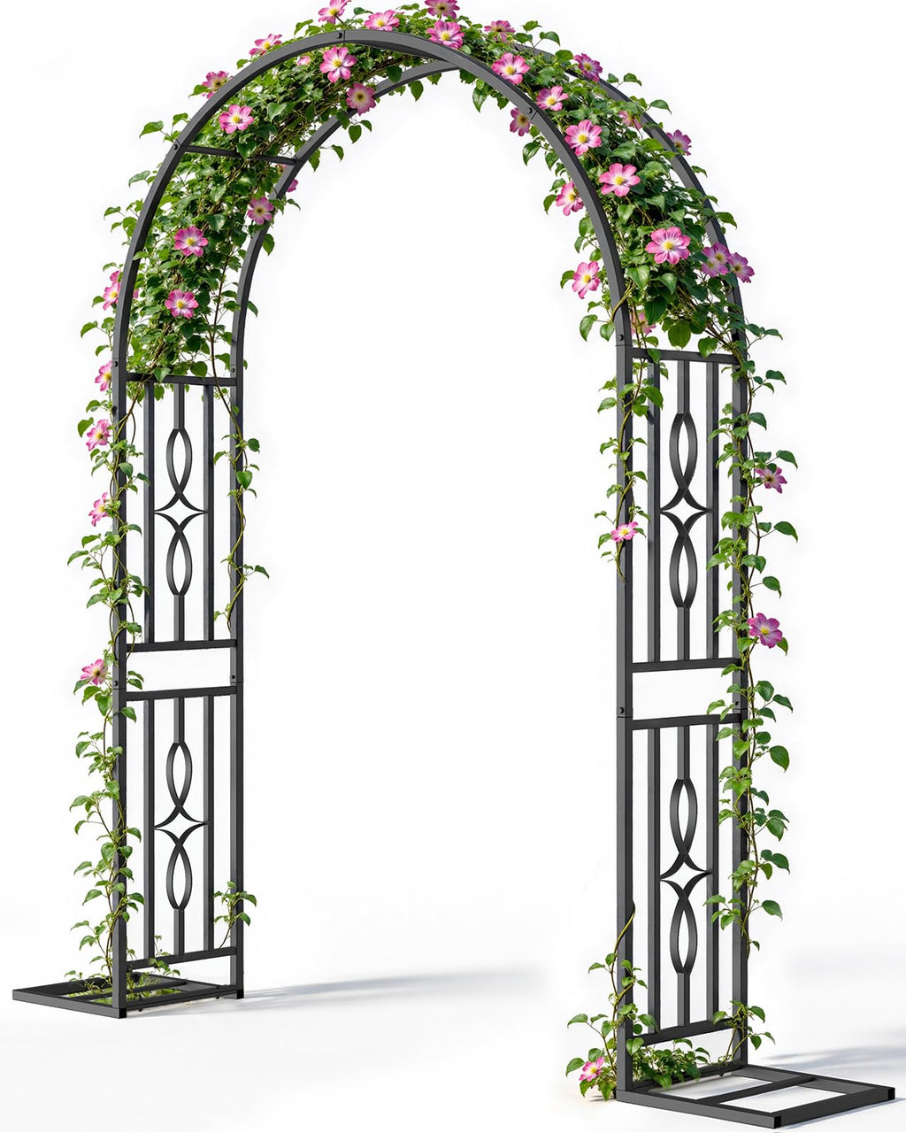 Metal Garden Arch, Heavy Duty Garden Trellis for Climbing Plants, with Enlarged Base for Stability, Ideal for Wedding Arches & Party Decorations, 87" W x 87" H