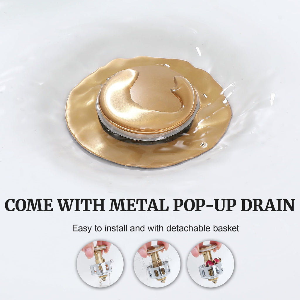 Ultimate Unicorn 8 inch Bathroom Faucet Champagne Bronze, Waterfall Bathroom Sink Faucet with Metal Pop-up Sink Drain Stopper and 2 Supply Hoses, DJS-MP-3JT-CG-PB-C