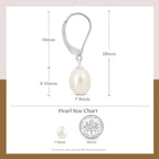 KEZEF Pearl Drop Earrings for Women, White Gold Plated Sterling Silver