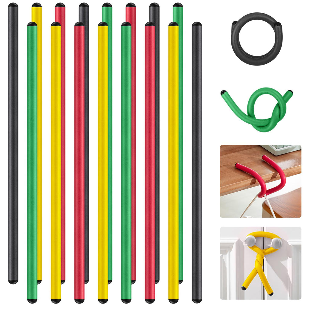 Ninehaoou 20 Pcs 17 Inch EVA Foam Twist Rubber Ties Reusable Bendable Cable Tie Straps Flexible Heavy Duty Twisty Ties for Organizing Cords Bundling (Red,Yellow,Green,Black)