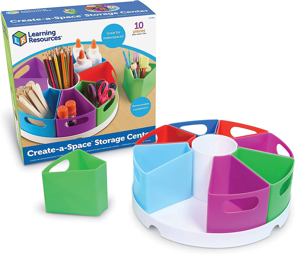 Learning Resources Create a Space Storage Center - Toy Desk Organizer, Classroom Workspace Must Haves, Homeschool Organization, Arts & Crafts, Rotating Caddy, Office & Teacher Supplies