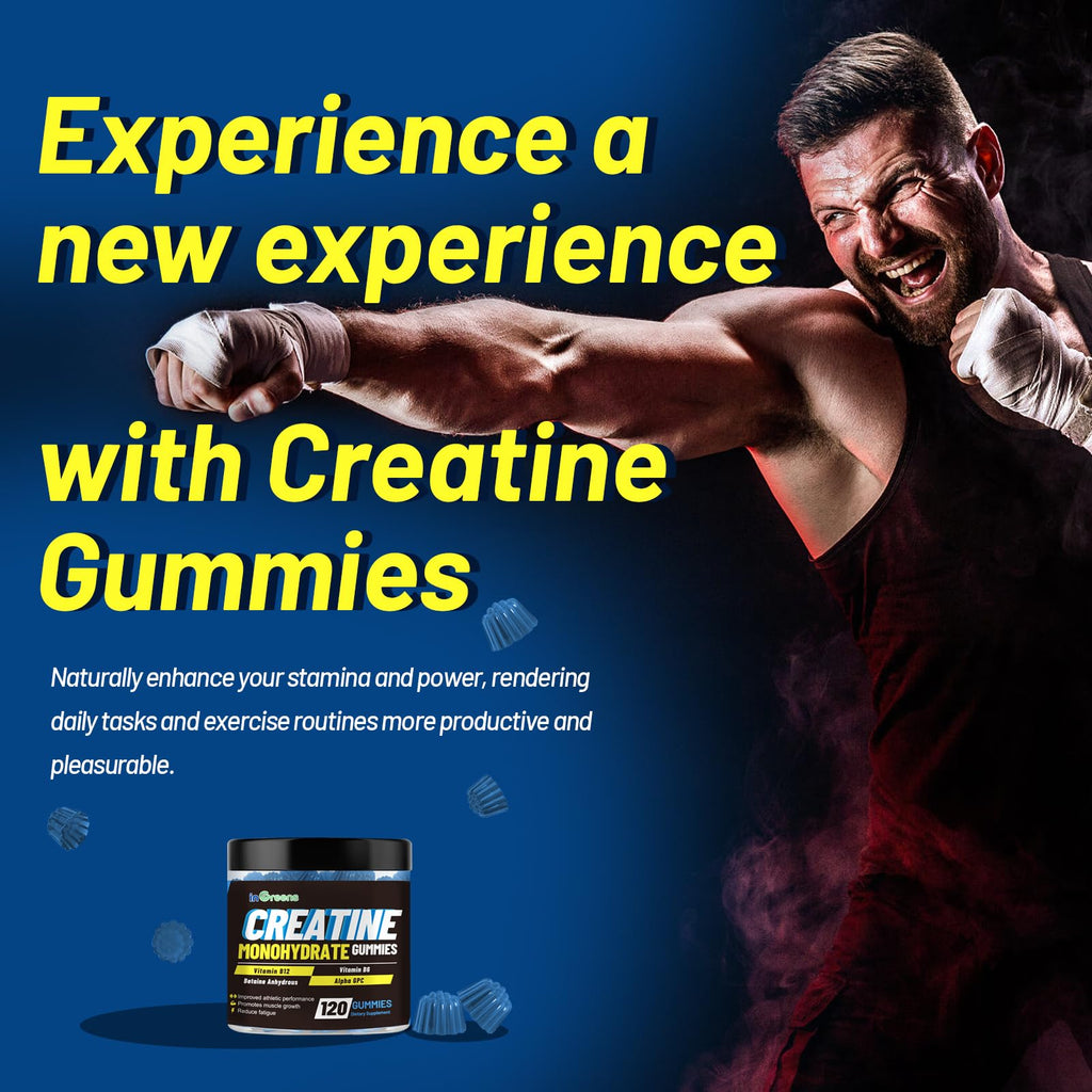 inGreens Creatine Monohydrate Gummies 6g for Men & Women 120 Count