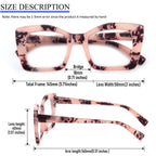 REAVEE 6 Pack Oversized Square Reading Glasses Oprah Style for Women, Blue Light Blocking Large Frame Computer Designer Fashion Readers Spring Hinge with Leather Case,1.5
