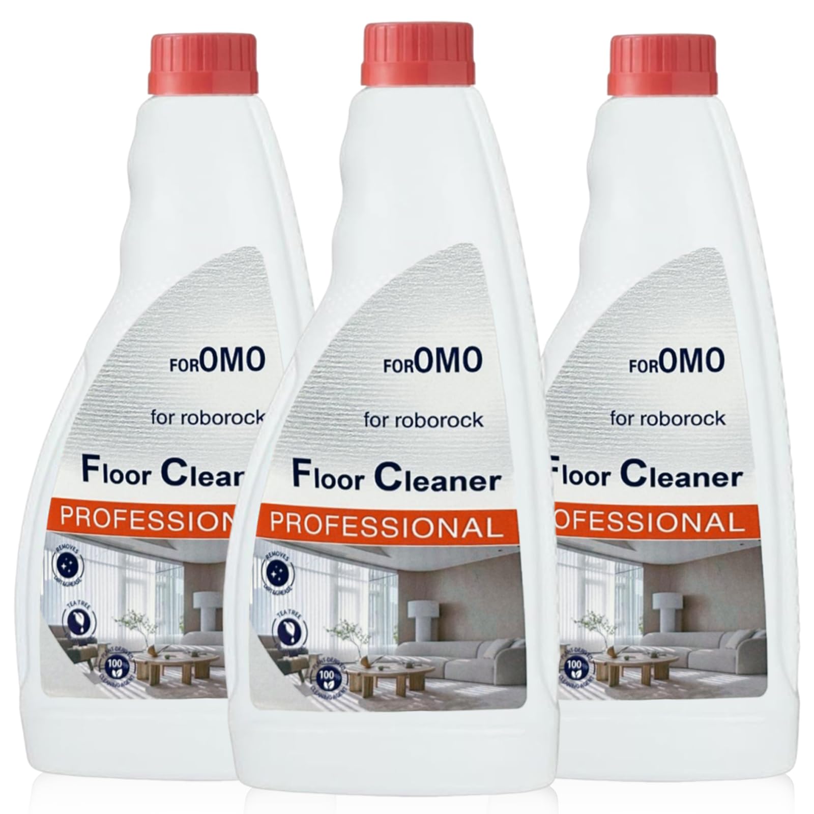 Vacbeuta Floor Cleaning Solution Compatible With Roborock Robot Vacuum And Mop Cleaner， Deep Cleans For Multiple Hard Floors, Suitable With All Robot Vacuums With Mopping (3 Bottle)