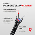 NoCry Magnetic Flexible Claw Grabber Pickup Tool with Bright LED Light - 27.7in Long Magnetic Pickup Tool, Retractable Claw Grabbing Tool, Magnetic Grabber Tool with 5lb Pull Strength Pick Up Tool