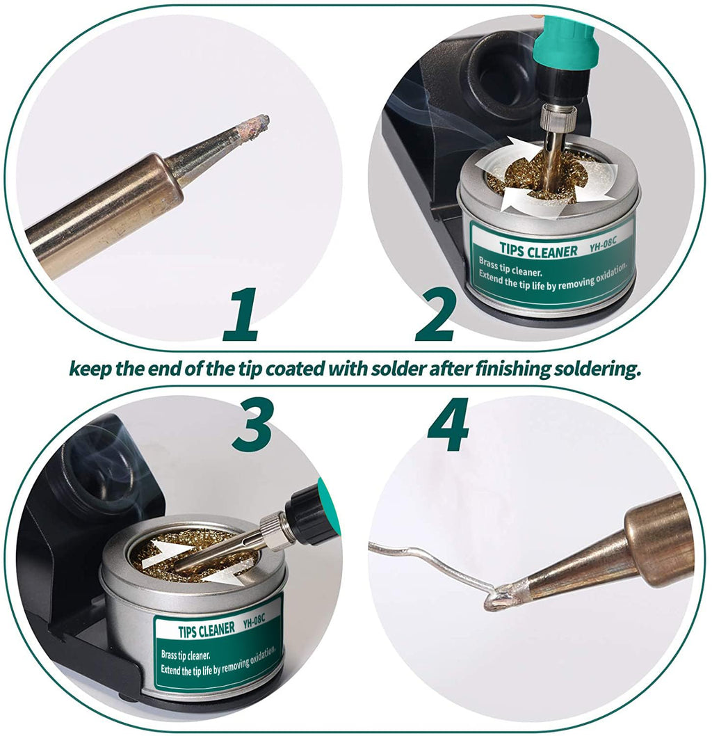 YIHUA 939D+ Digital Soldering Station, 75W Equivalent with Precision Heat Control (392°F to 896°F) and Built-in Transformer. ESD Safe, Lead Free with °C/°F display (Green)