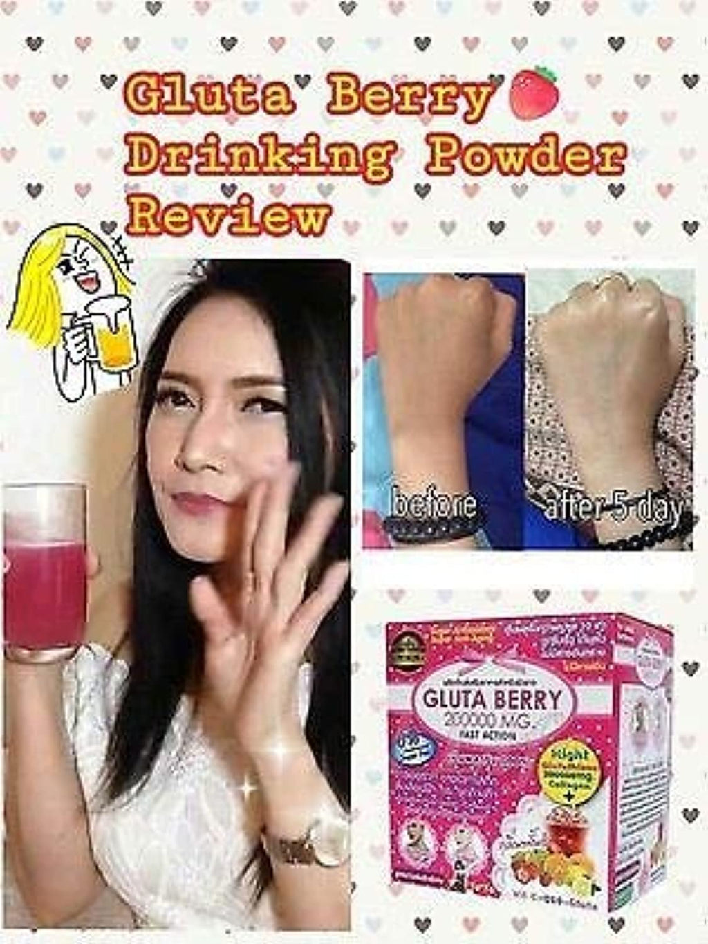 Gluta Berry 200000 mg Drink Punch Whitening Skin Fast action 10pcs./Box.
